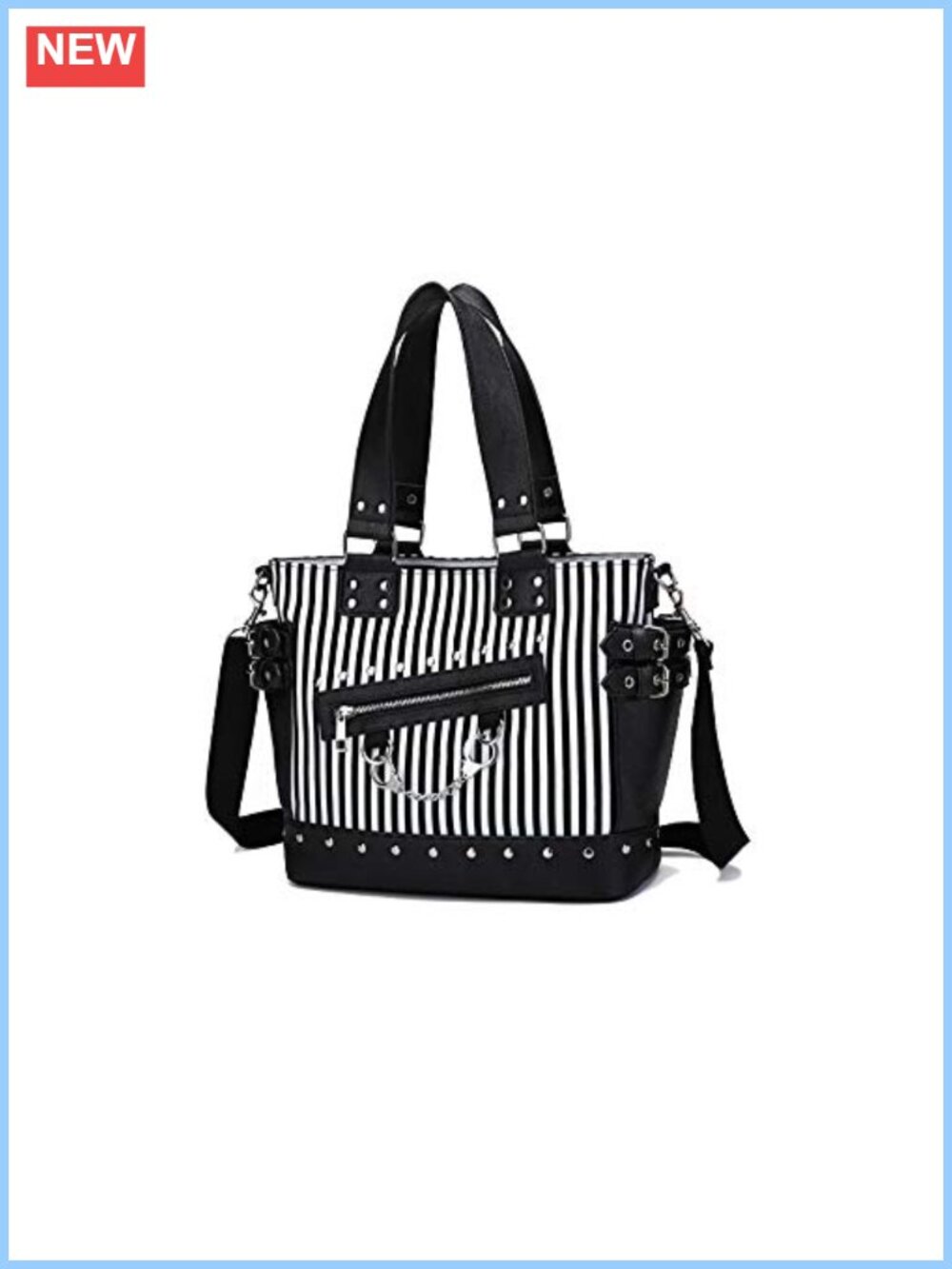 Canvas Tote Handbag with Rivet Leather Detail and Crossbody Strap
